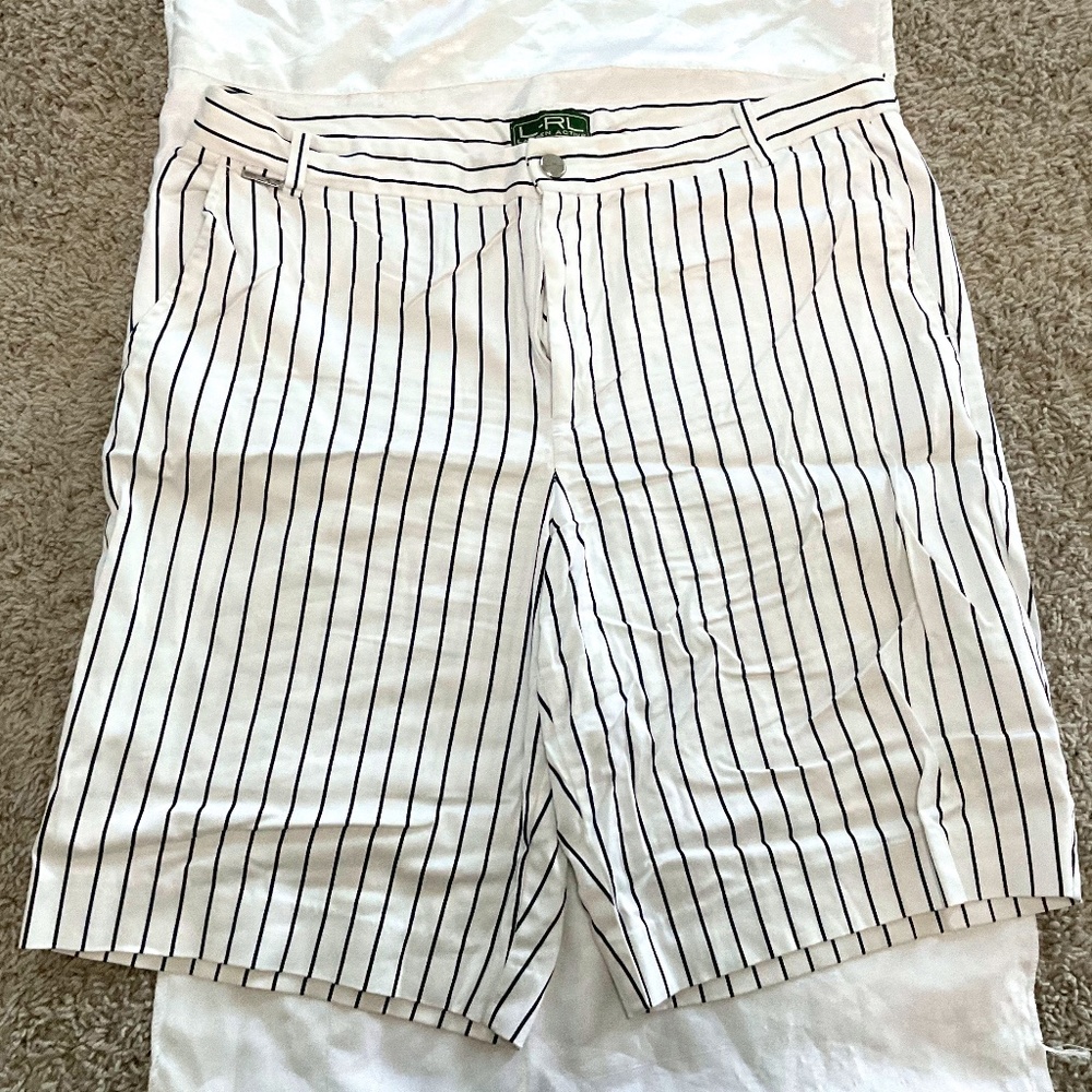 Ralph Lauren - Black with Navy Blue Skinny Striped Bermuda Shorts
